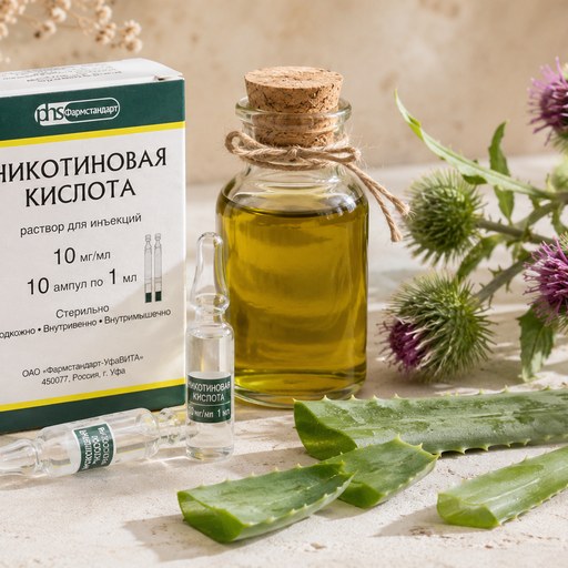 Никотиновая кислота и алоэ для волос